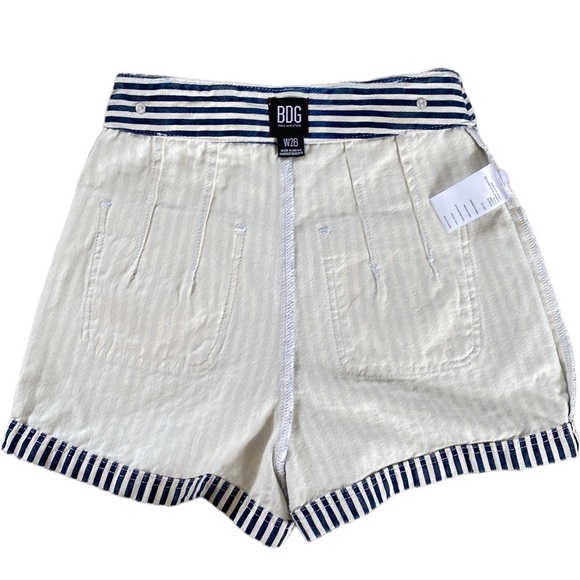 Urban Outfitters BDG Calvin Denim Blue White Striped High Waist Shorts 26 2 4 - Picture 6 of 14